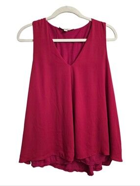 LOFT Flowy V-Neck Sleeveless Top in Raspberry Size Large P